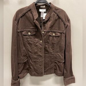 Jones New York Dark Brown Canvas like Jacket